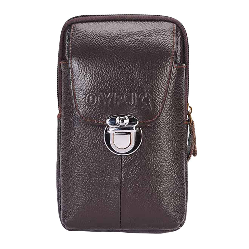 Outdoor Retro Dikey Deri Erkek Bel Paketi Taşınabilir Toka Cüzdan Fonksiyonlu Telefon Çanta