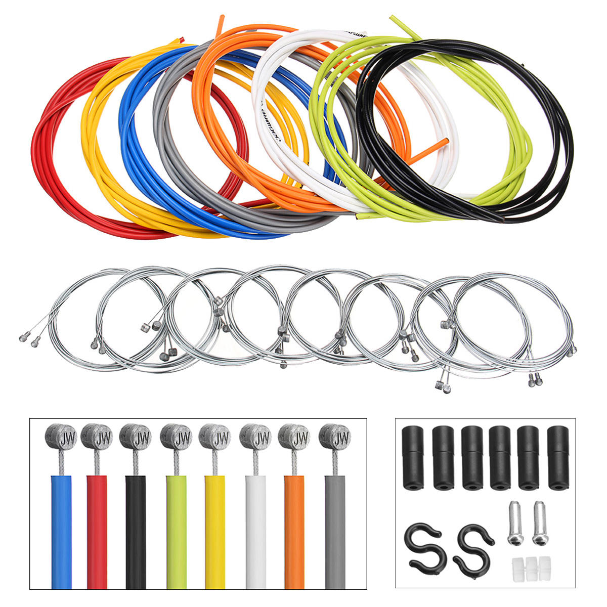 BIKIGHT 2m Multicolor Bike Bicycle Front Rear Inner Outer Wire Brake Line Cable Cycling Repair Kit