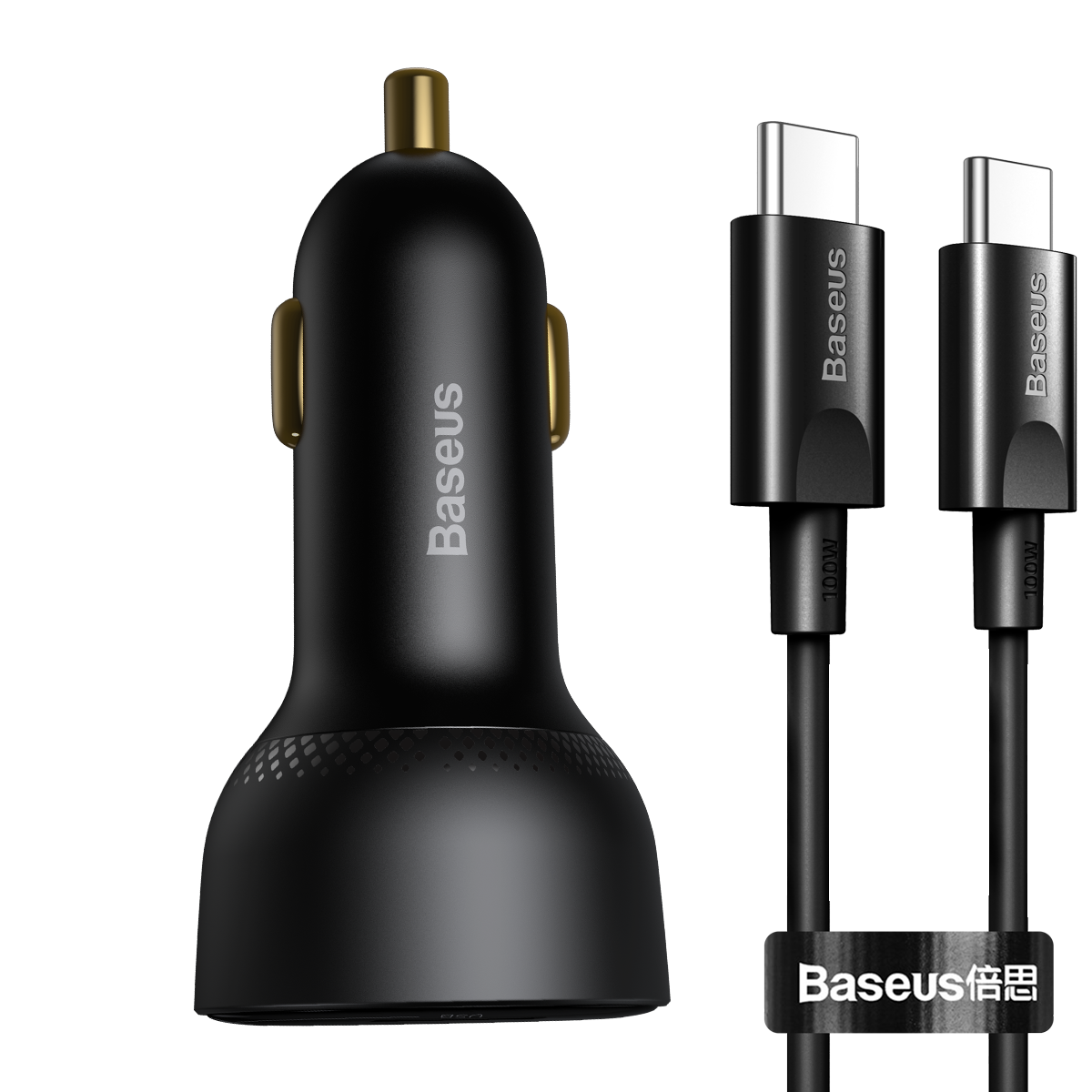 Baseus 100W 2-Port USB PD Car Charger Adapter 100W USB-C PD QC4.0 30W QC3.0 Support AFC FCP SCP PPS 