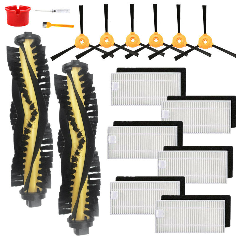 

17pcs Replacements for Ecovacs Deebot N79 N79S Vacuum Cleaner Parts Accessories Main Brush*2 Side Brushes*6 HEPA Filters