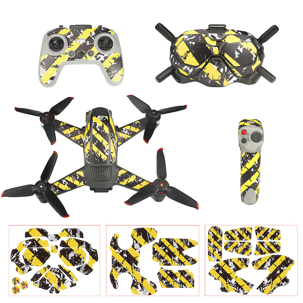 Camouflage yellow black Sticker for DJI FPV Drone + Goggles + Remote Control