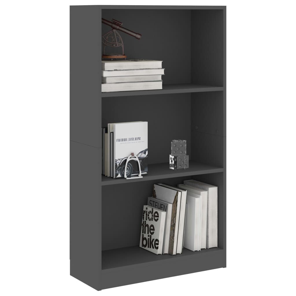 3-Tier Book Cabinet Gray 23.6
