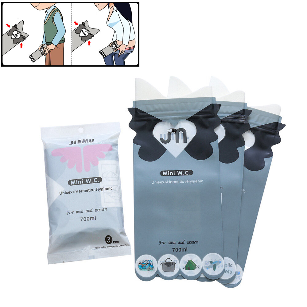 JIEMU 700ml 3 Pcs μίας χρήσης τσάντες ούρων έκτακτης ανάγκης ούρηση τουαλέτα εμετό τσάντα κάμπινγκ Travel