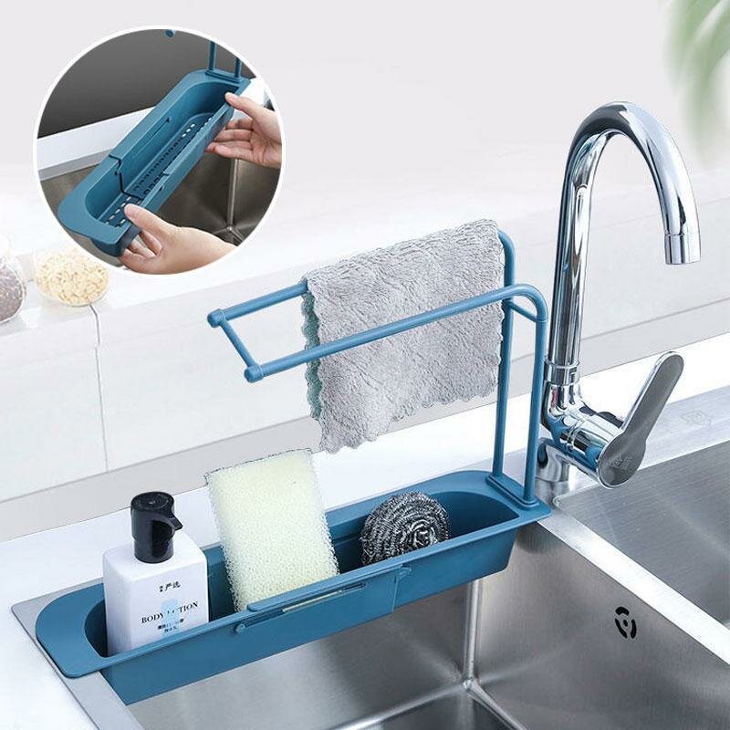 Multifunctional Telescopic Sink Holder Large Capacity Expandable Extensible Sponge Towls Sundries Ph