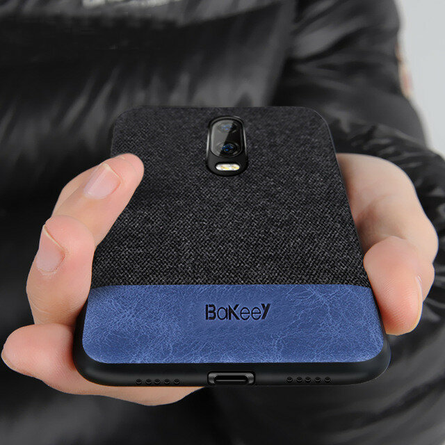 Bakeey Luxury Fabric Soft Silicone Edge Shockproof Protective Case For OnePlus 7