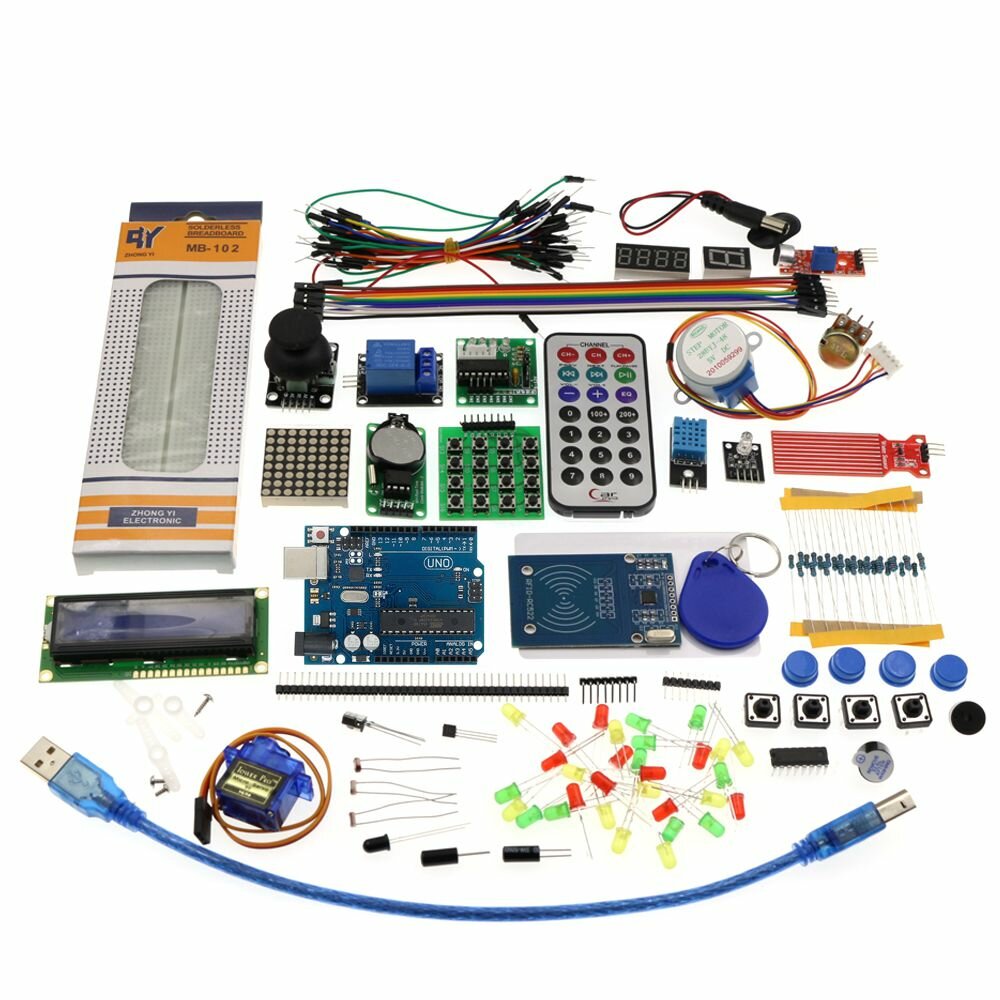 

AOQDQDQD® Upgraded Advanced Version Starter Kit the RFID Learn Suite Kit LCD 1602 for Arduino UNO R3 DIP