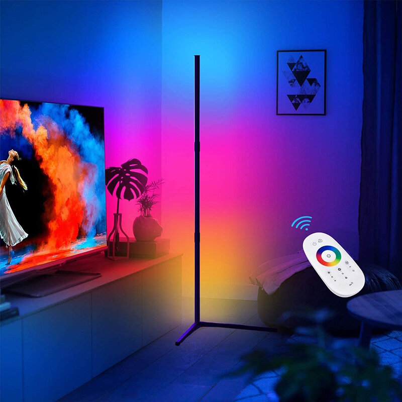 Disc/Right-angle Base Corner Floor Lamp with RGB Colorful Lighting Effect Remote Control Designed Three-stage