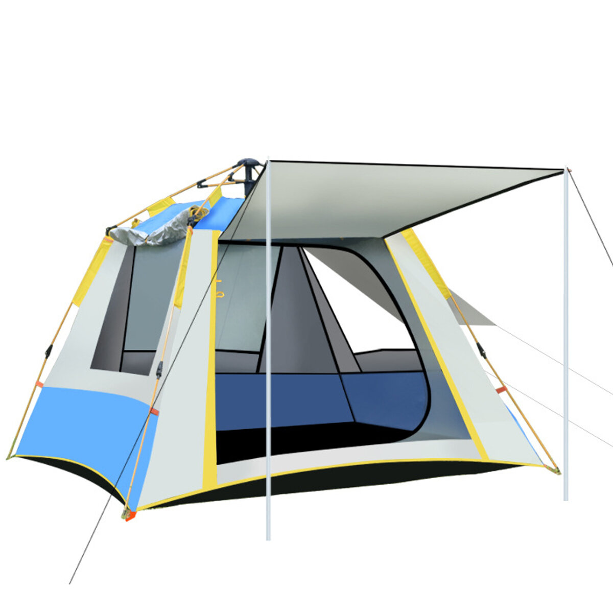 Automatische tent voor 2-3 personen met 3 ramen, UV-bestendig, waterdicht en winddicht, ideaal voor gezinscamping in de buitenlucht.