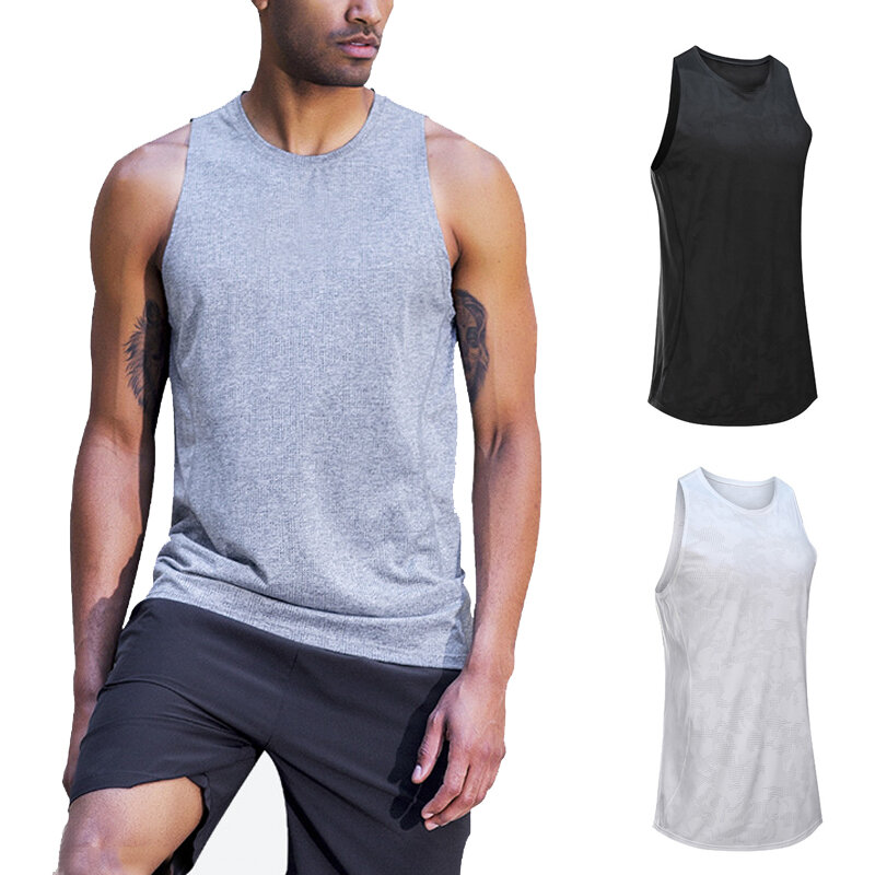 Camiseta interior de fitness para homem para correr ao ar livre, treinar na academia, secagem rápida, verão, roupas esportivas soltas e respiráveis