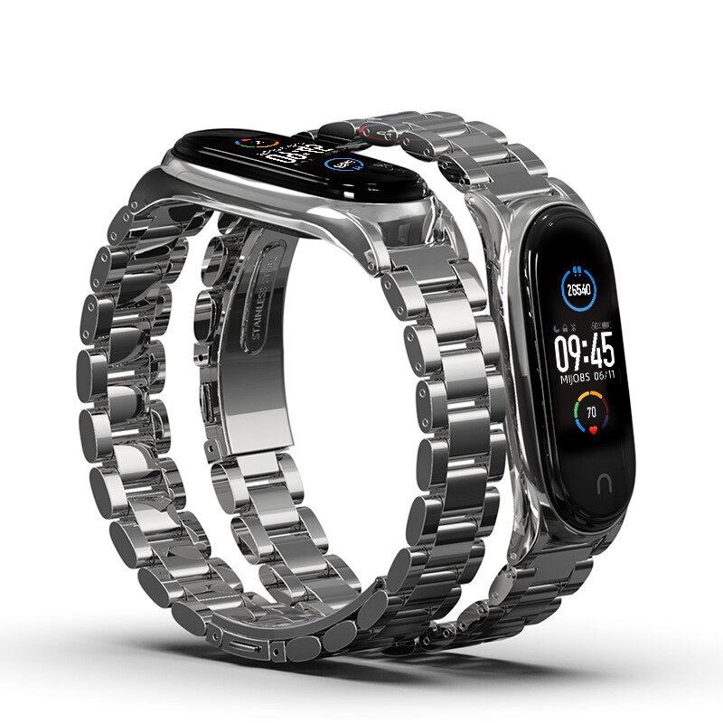 MIJOBS Plus Metalen roestvrijstalen band Vervanging horlogeband Polsarmband voor Xiaomi Mi Band 6/5/