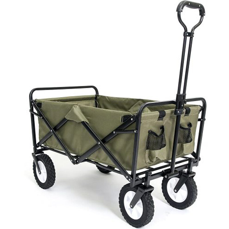 [US Direct] Sports Collapsible Folding Outdoor Utility Wagon Portable Four-wheel Adjustable Heavy Duty Outdoor Camping G