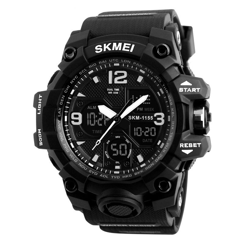 

SKMEI 1155B Military Multi-function Chrono Alarm EL Light Waterproof Outdoor Sport Men Dual Digital Watch