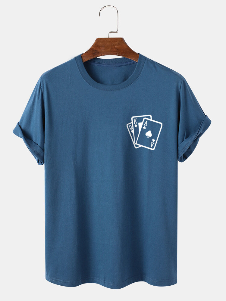 

Mens Poker Chest Print 100% Cotton Casual Short Sleeve T-Shirt