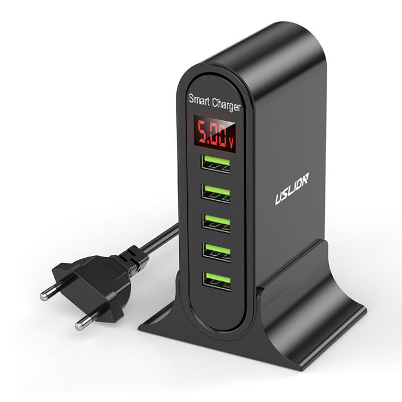 

Uslion 4A 5-портовое зарядное устройство USB 5USB-A Быстрая зарядка Настольная зарядная станция Адаптер EU Plug US Plug