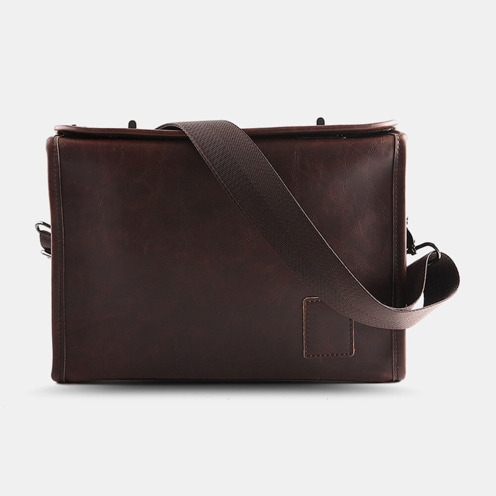 Men Vintage PU Leather Large Capacity Crossbody Bag Messenger Bag Shoulder Bag
