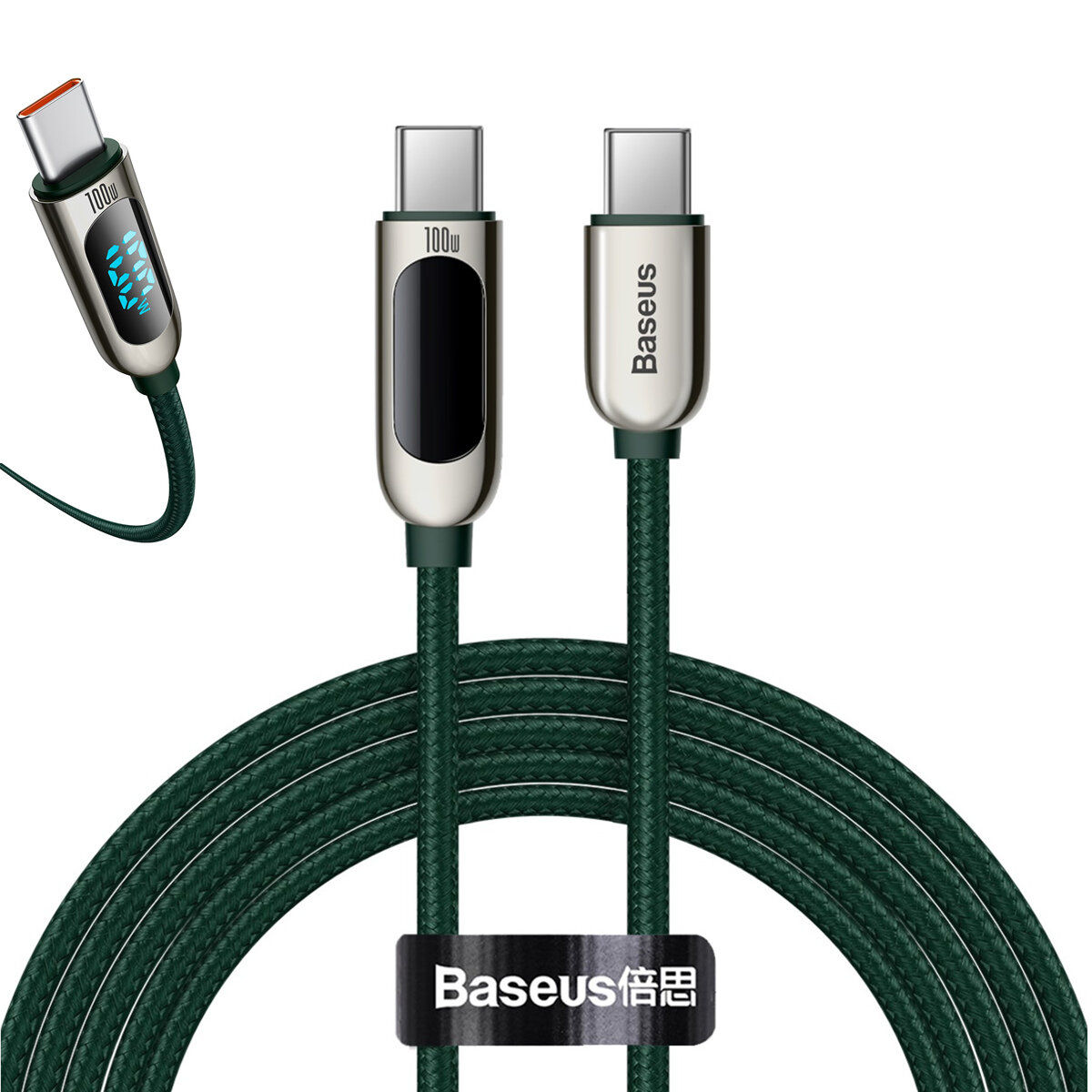 Baseus 100W LED Display Type-C to Type-C PD Power Delivery 2M Cable E-mark Chip Fast Charging Data Transfer Cord Line fo