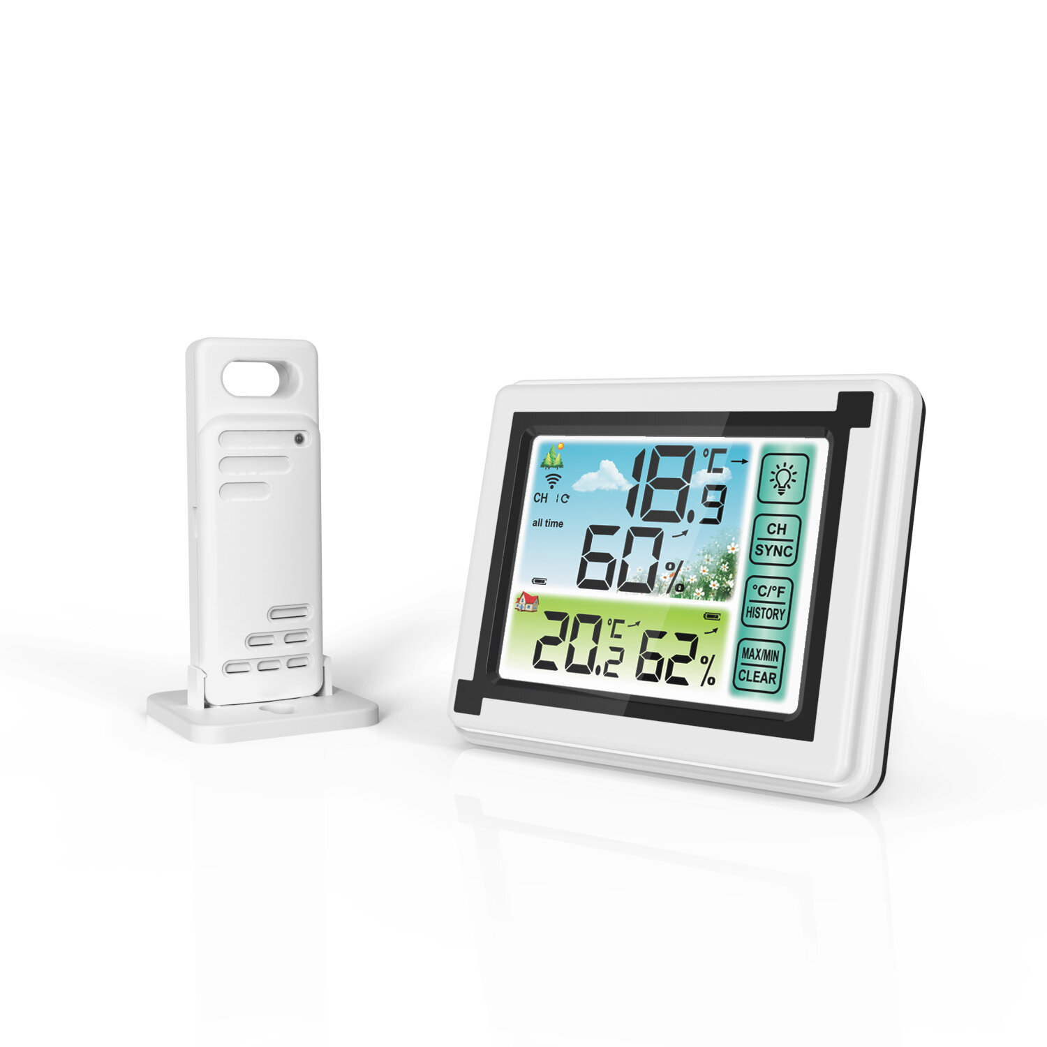 

YUIHome WP6950 433MHz Indoor Outdoor Touch Screen Wireless Weather Station Color LCD HTN Display IPX4 Hygrometer Thermom