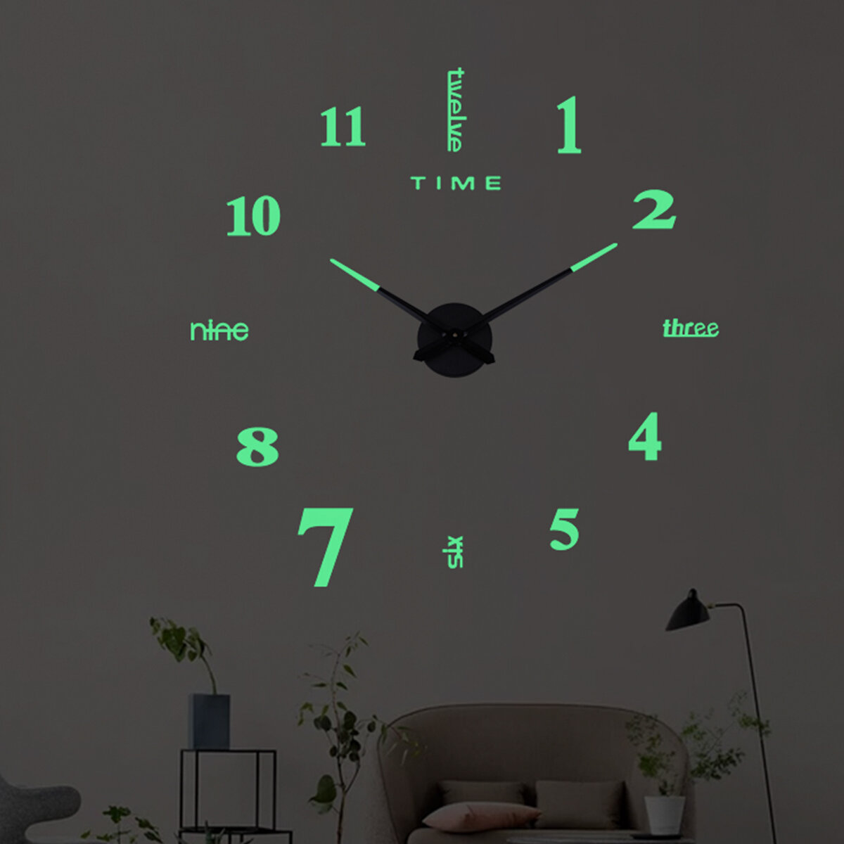 27/37/47 inch 3D DIY Wall Clock Silent Large Quartz Luminous Wall Night Clocks