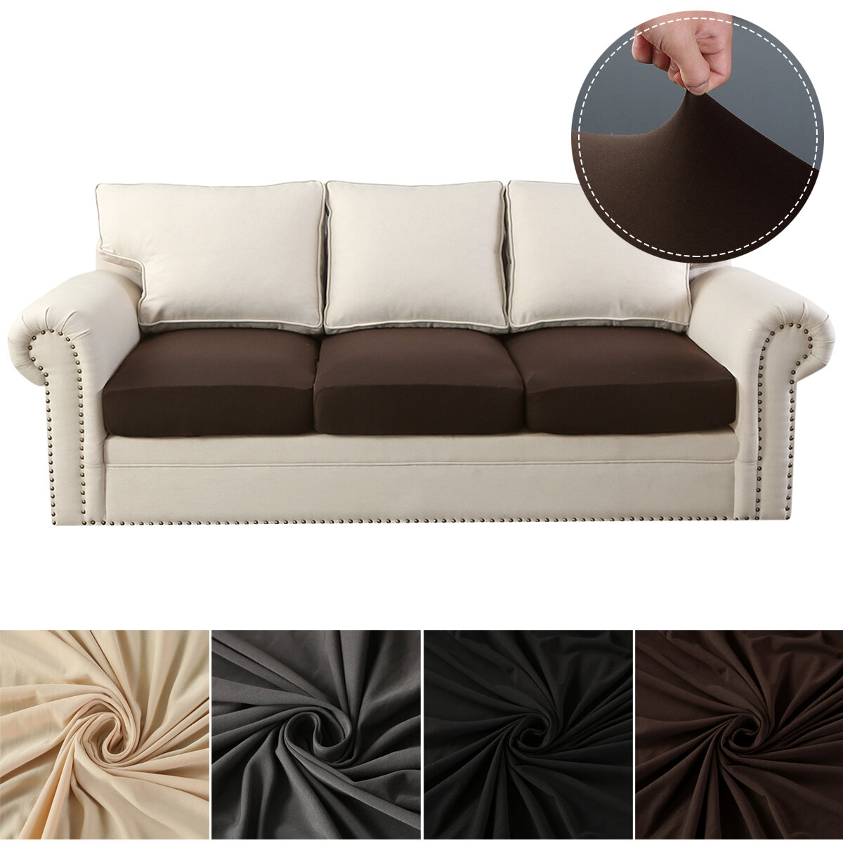 1/2 Seaters Sofa Cushion Cover Stretch Sofa Chair Seat Protector Elastic Washable Removable Slipcover Home Office Furnit