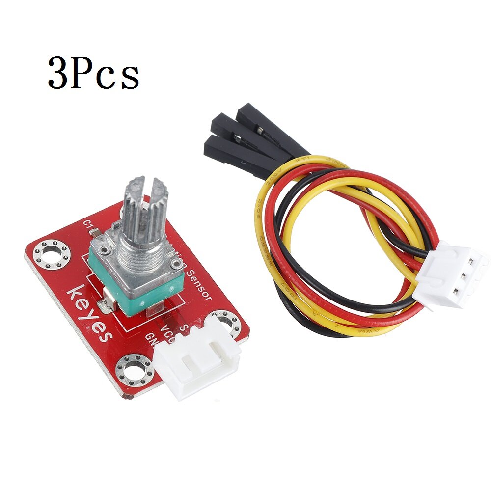 3Pcs Keyes Brick Adjustable Potentiometer Module (Pad hole) with Anti-reverse Plug White Terminal An