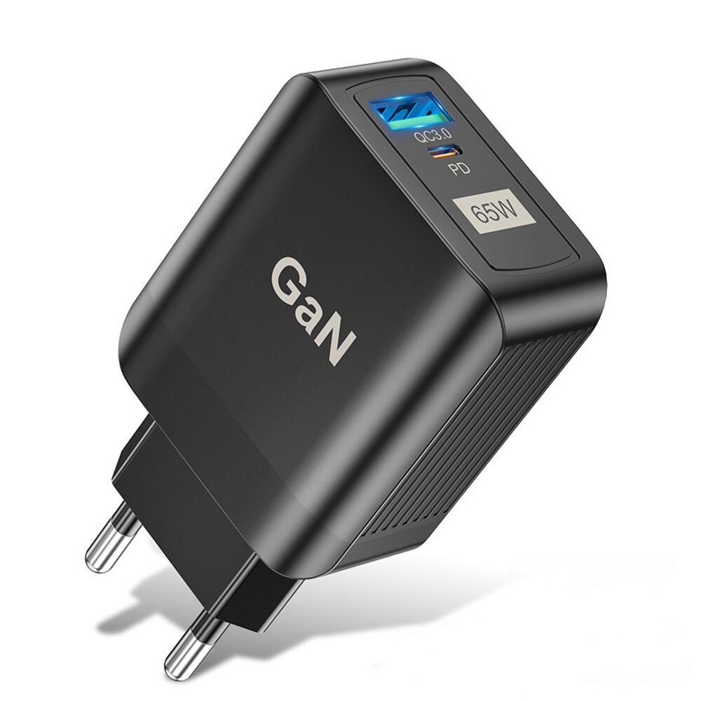 [GaN Tech]USLION 65W 2-poorts USB PD-oplader Dual 33W USB-A PD3.0 QC3.0 PPS Snel opladen Wall Charge