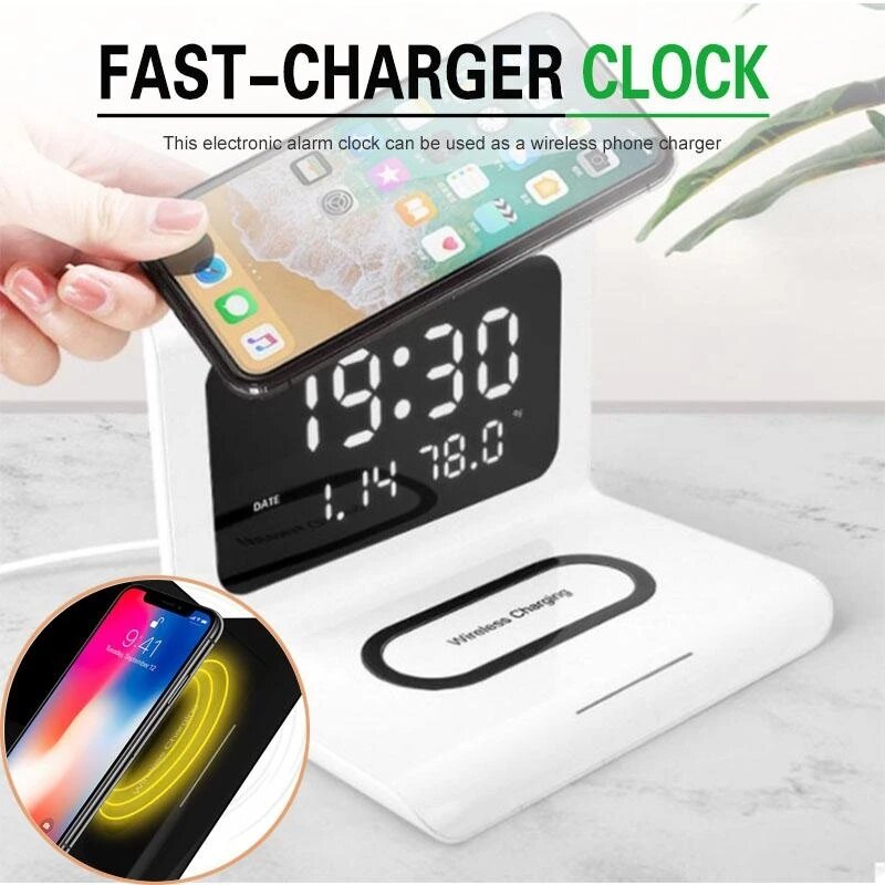 

Bakeey 10W 7.5W 5W Wireless Charger Clock Fast Wireless Charging Pad For Qi-enabled Smart Phones for iPhone 12 Pro Max f