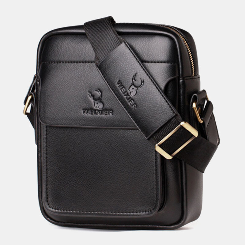 Men PU Leather Multi-compartments Wear-Resistant Crossbody Bag Shoulder Bag Business Casual 6.3 Inch Phone Bag