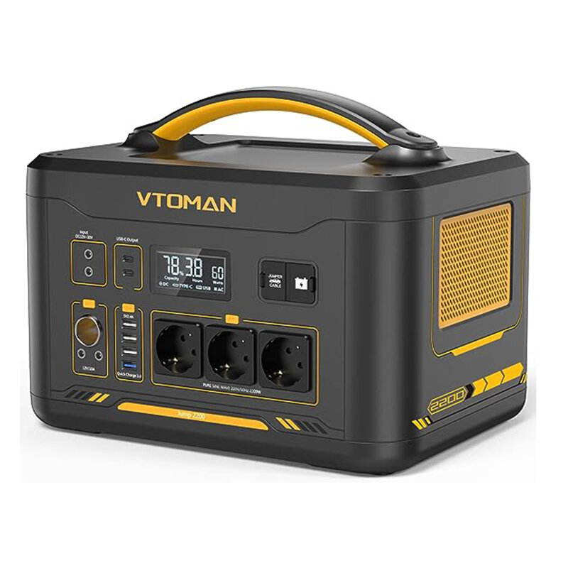 [EU Direct] VTOMAN Jump2200 2200W 1548Wh LiFePO4 Battery Portable Power Station with Jump Starter, Capacity Expandable, 2200 W Continuous Power, Dual 100 W PD, 3 x Regulated DC Output Solar Generator