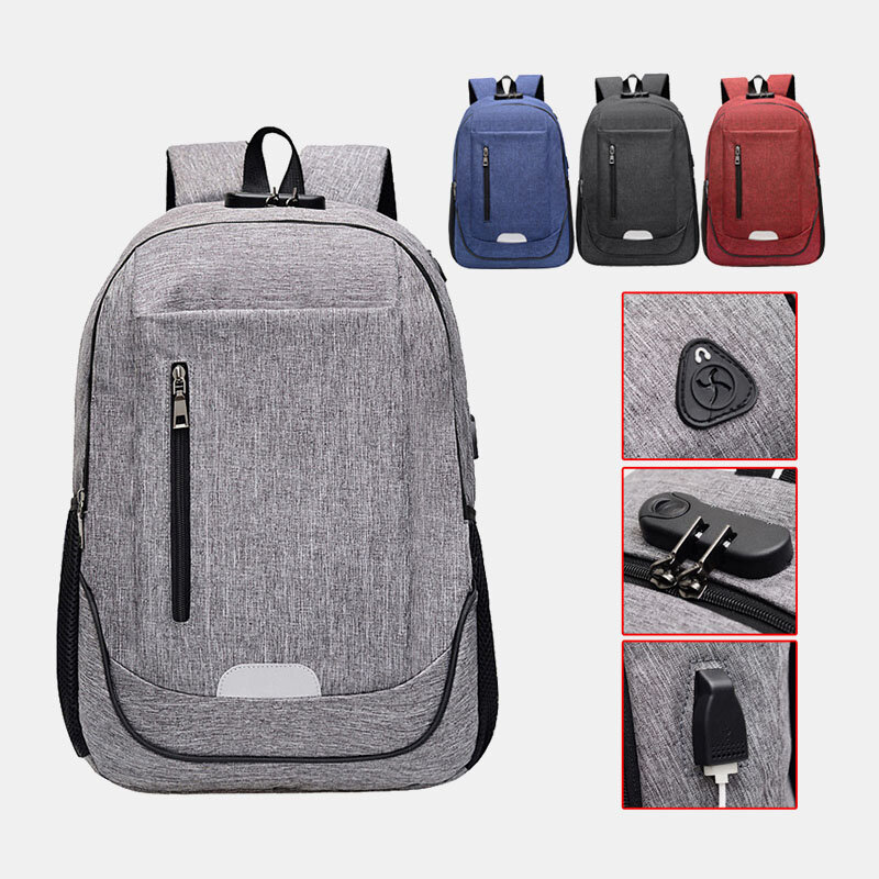 Fashion Large Capacity Waterproof Backpack Travel Bag School Bag With USB Charging Port