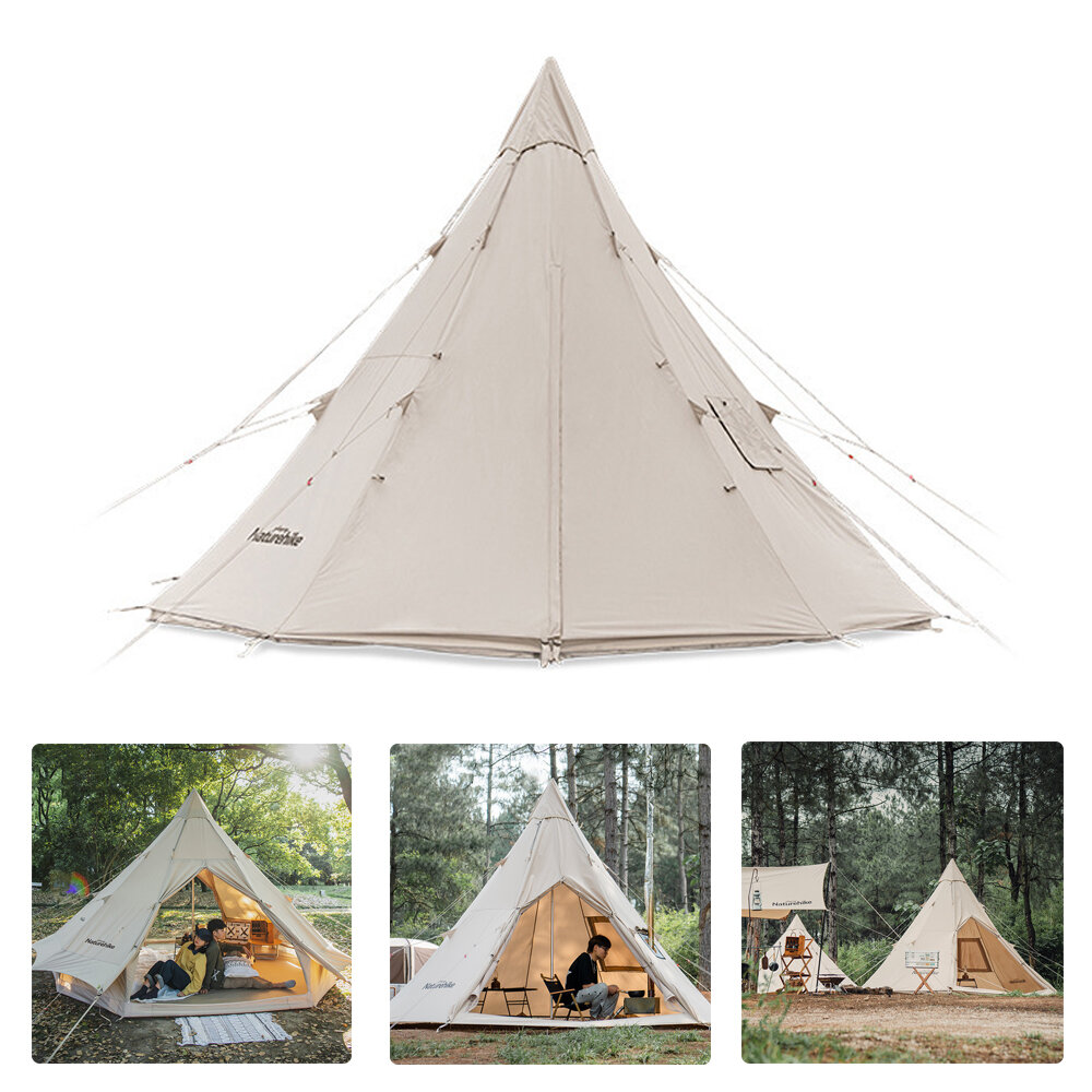 Természetjárás 3-4 fős piramis kemping sátor pamut lélegző nagy előtetős napellenző szabadtéri utazás