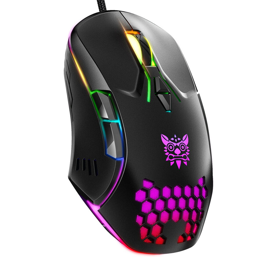 ONIKUMA CW902 Wired Gaming Mouse 6400DPI RGB Backlight Computer Mouse Hollow Honeycomb Mice for Comp