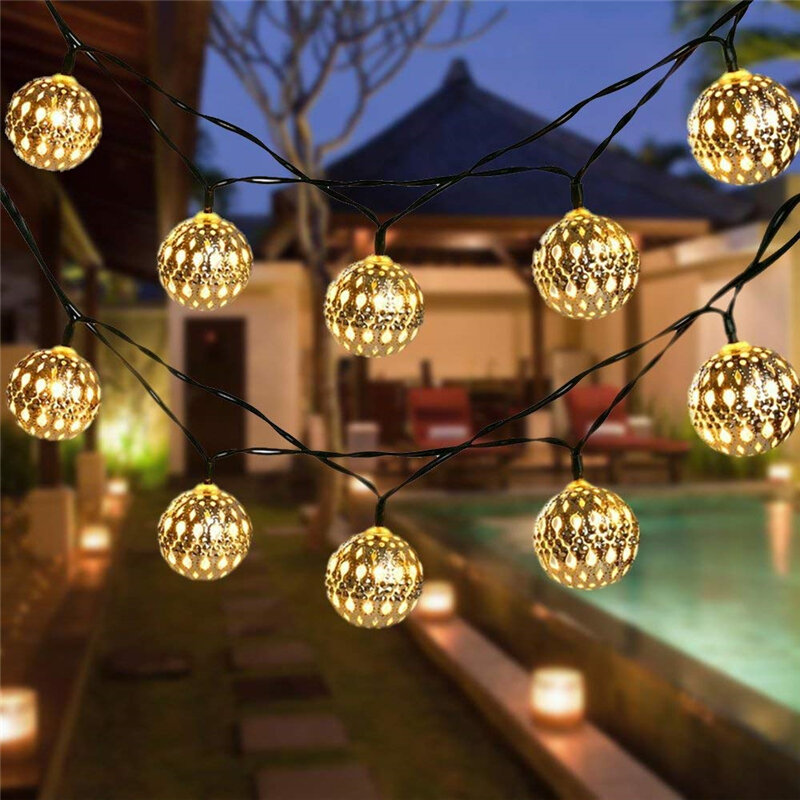 5M/6.5M/7M LED Solar Garden String Light Outdoor Moroccan Hanging Lantern Fairy Lamp
