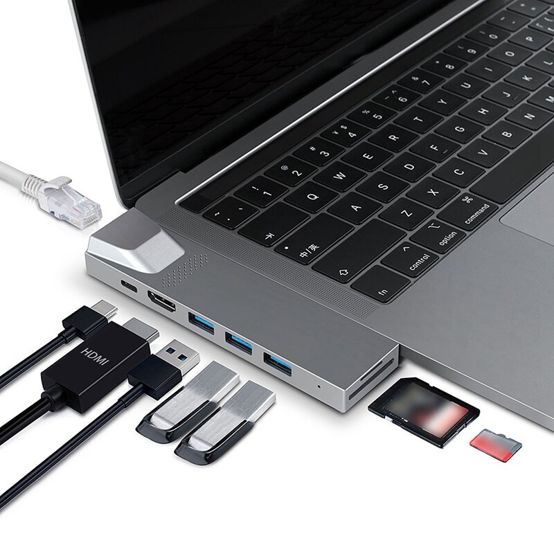 

Bakeey 8-In-1 Dual USB-C Docking Station HUB Adapter With 100W PD Charging / HDMI 1080p@60Hz 4K@30Hz / 3 * USB 3.0 5GB/S