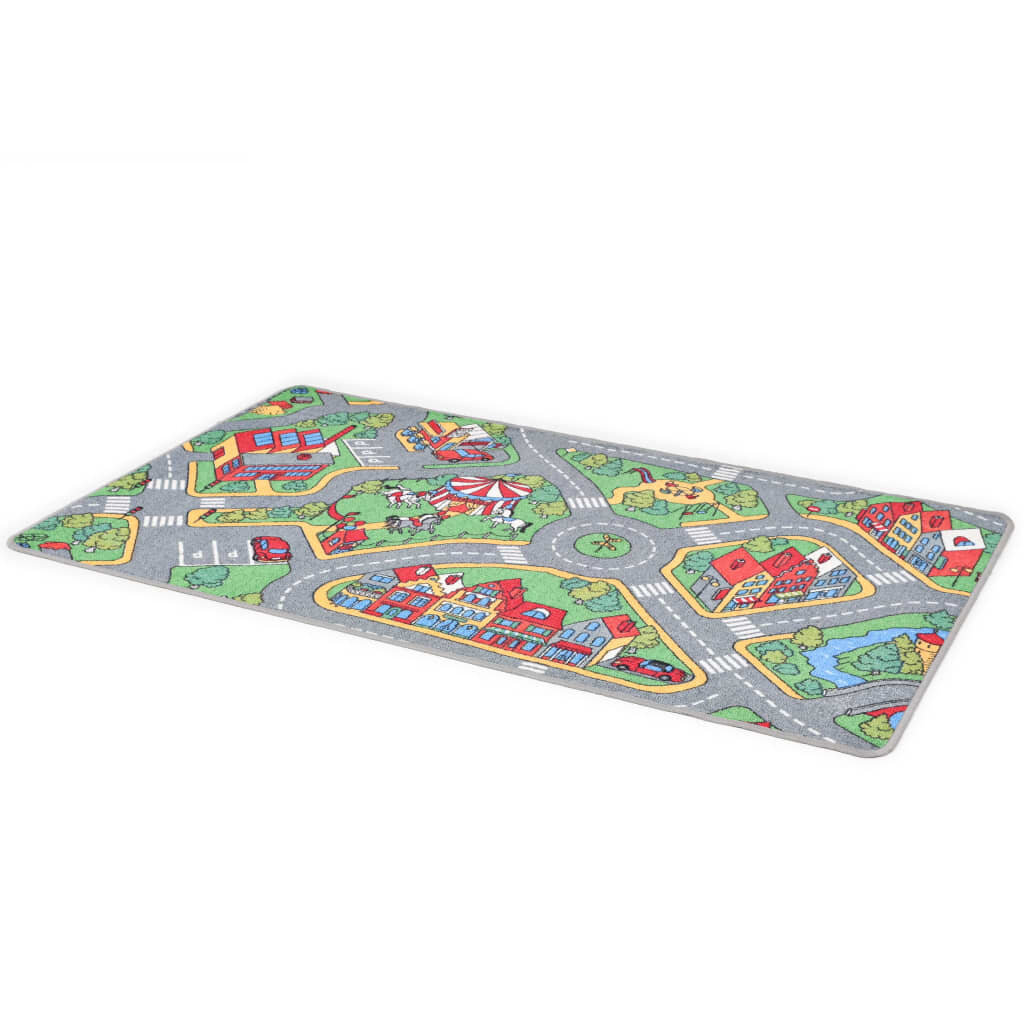 [EU Direct] vidaxl 132729 Play Mat Loop Pile 170x290 cm City Road Pattern Kindergarten Interactive Toy Outside Indoor