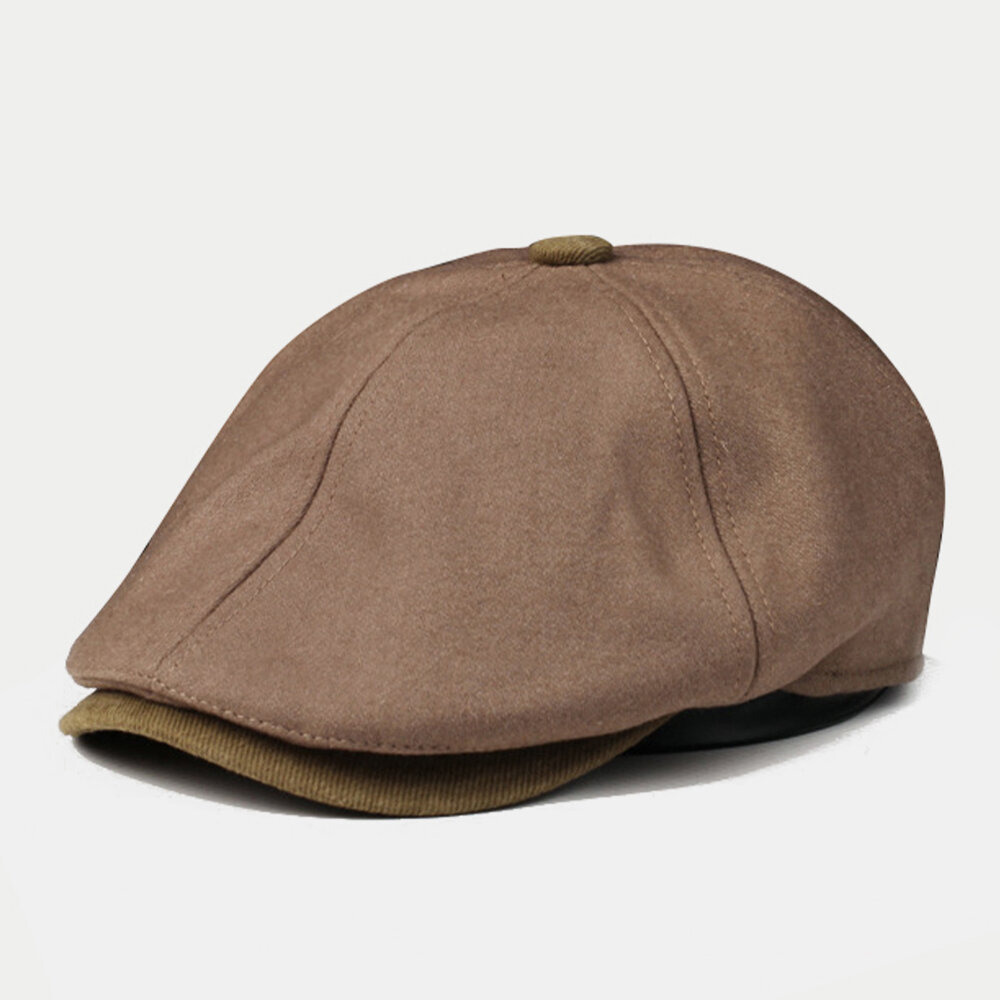 

Unisex Solid Color British Style Retro Short Brim Cowboy Hat Octagonal Hat Flat Hat Newsboy Hat Painter Beret Hat