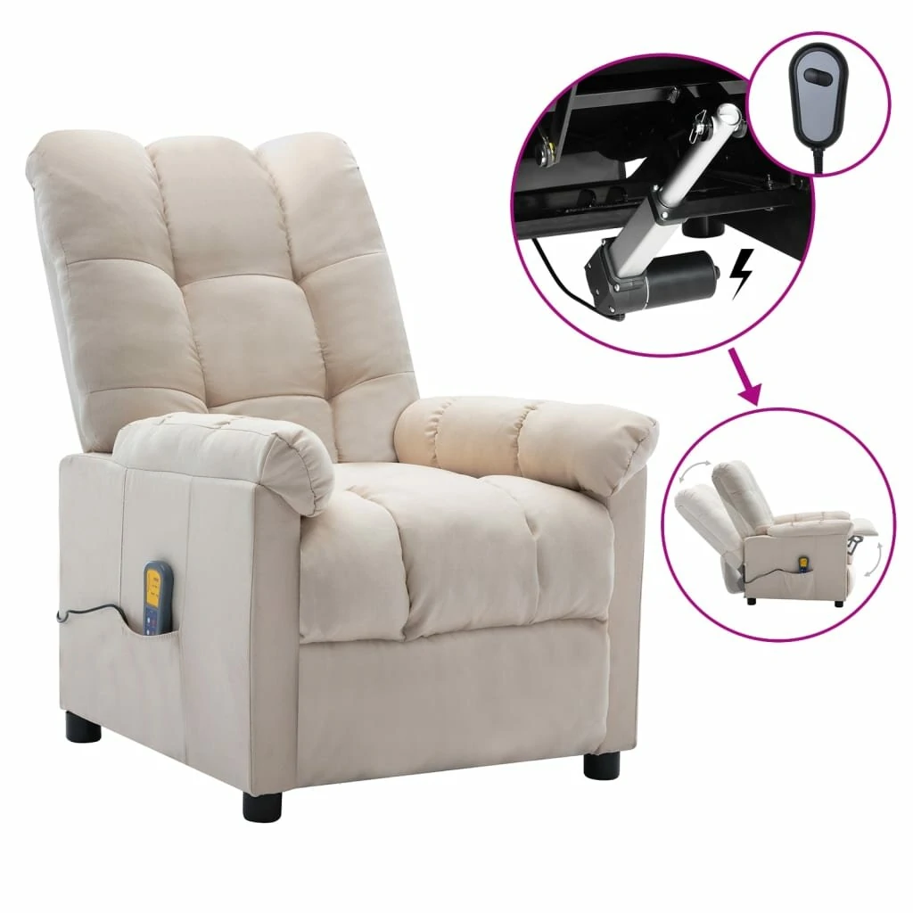 Electric massage recliner cream fabric