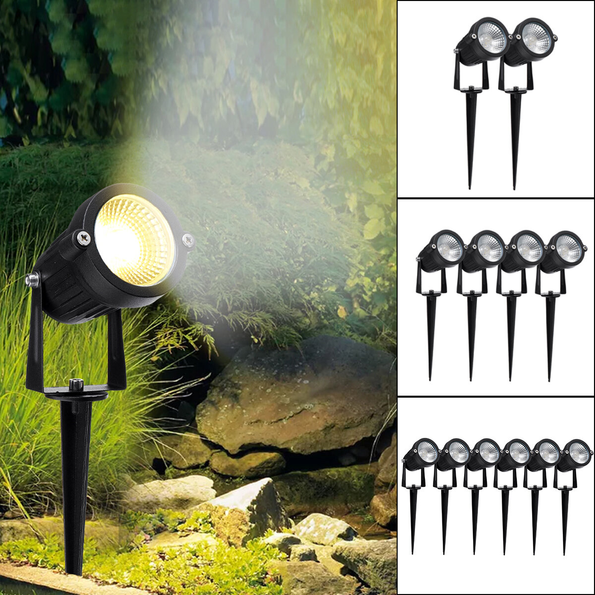 

2/4/6 PCS COB Lawn Lights Spotlight Landscape Light 120LM/W Waterproof Outdoor Garden Pathway Yard