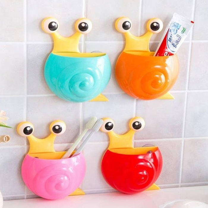 Honana Cartoon Animal Snail Bee Cute Toothbrush Holder Wall Suction Holder Bathroom Set