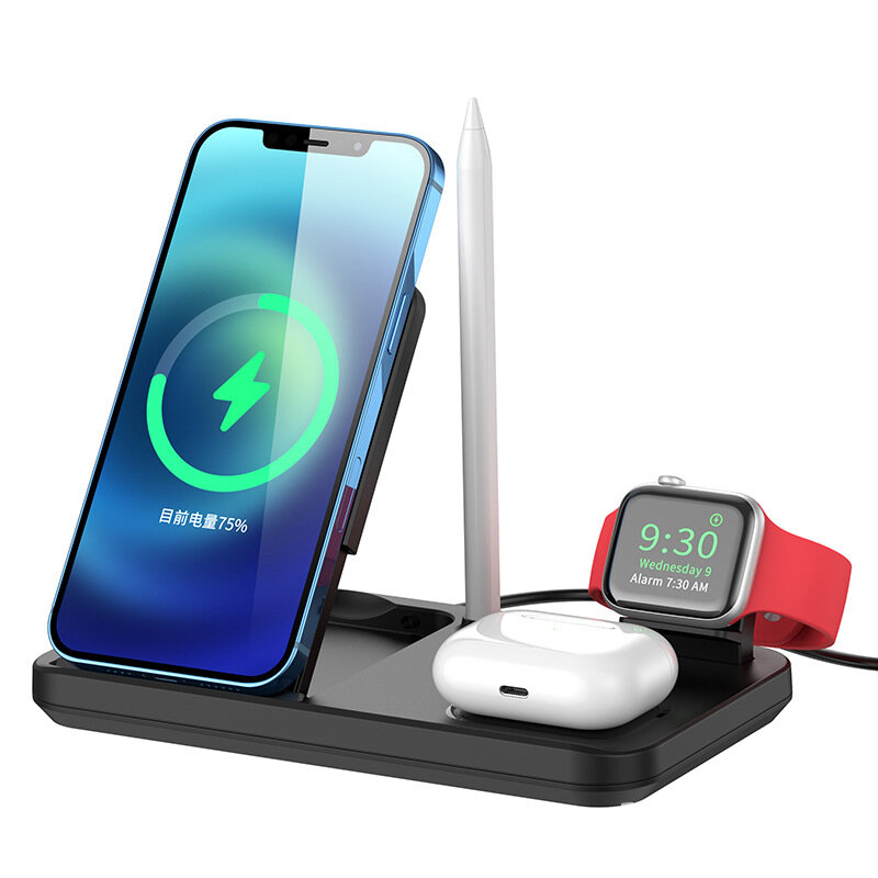 

Bakeey 4-In-1 15W/10W/7.5W/5W Wireless Charger Fast Wireless Charging Holder For Qi-enabled Smart Phones for iWatch Airp