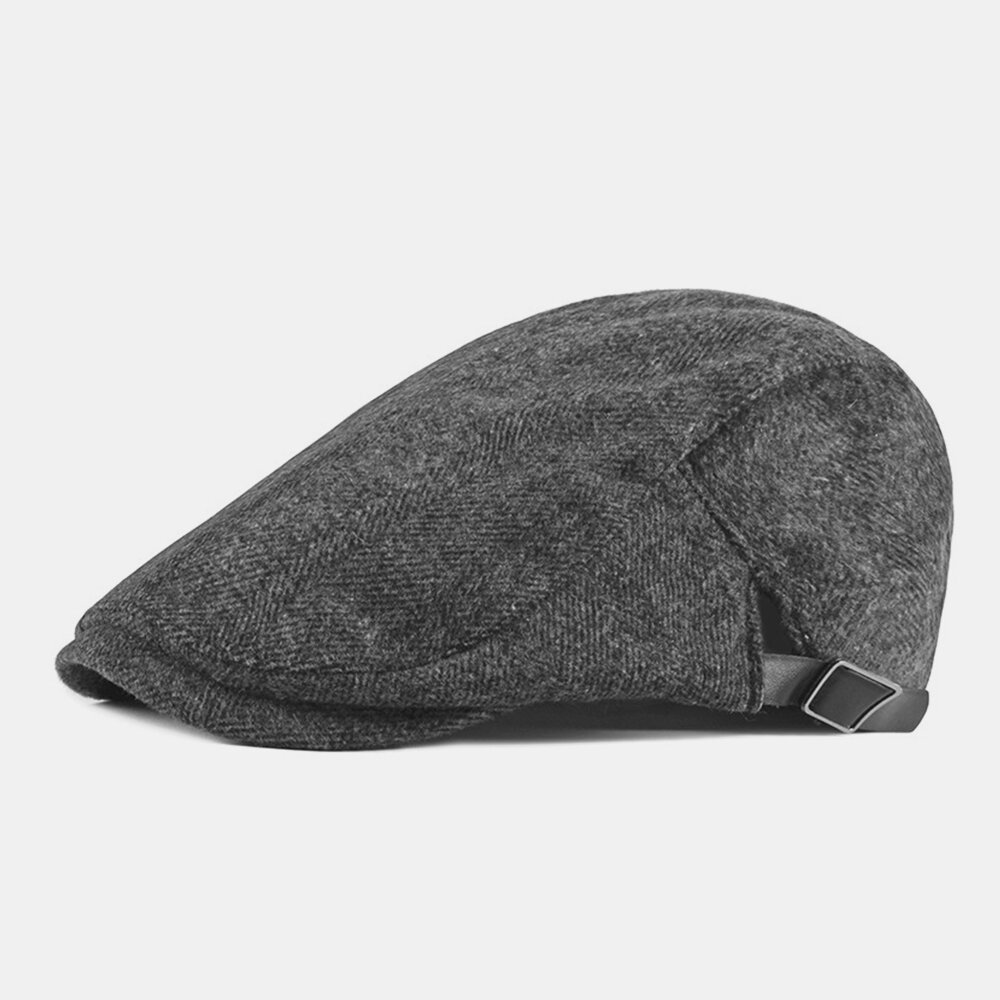 

Men Cotton British Style Street Trend Solid Color Outdoot Retro Keep Warm Forward Hat Beret Hat