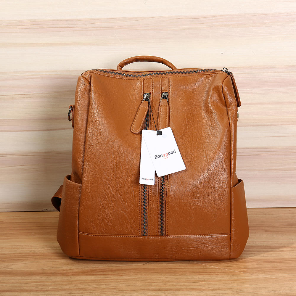 Bang good Leather Backpack Travel Camping Handbag School Bag Shoulder Bag Waterproof Rucksack 