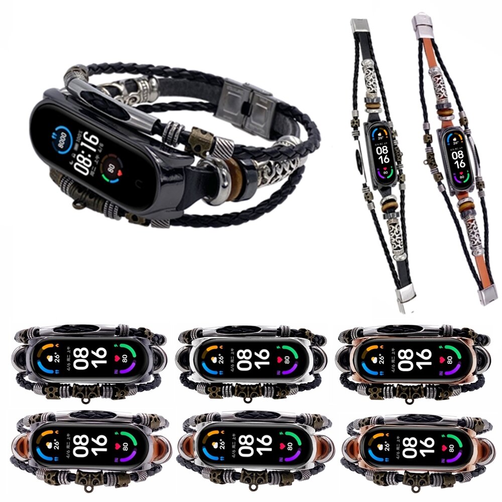 Bakeey Ethnic Multi-Layer Beads Bracelet DIY Adjustable Length Watch Band Strap Replacement for Xiaomi Mi Band 6 / Mi Ba
