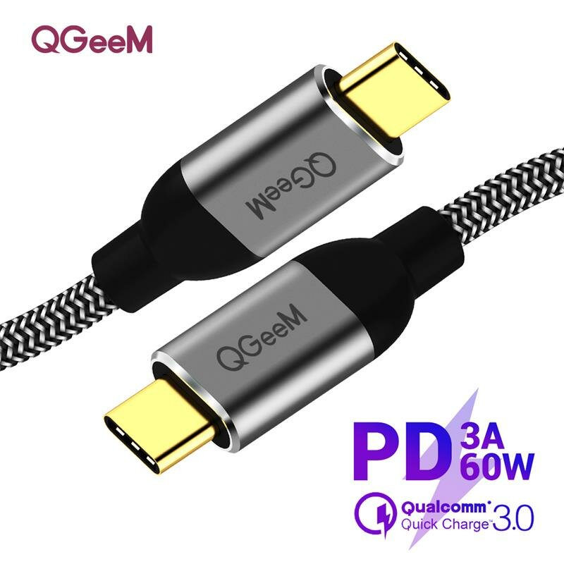 QGEEM USB 3.1Type CからUSBCデータケーブルPD60W急速充電ワイヤーコード（Huawei用）P30 P40 Pro Mi10 Note 9S S20 + Note 20