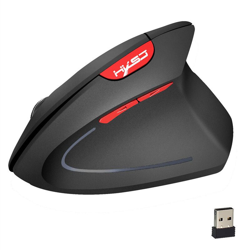 

HXSJ T24 2.4G Wireless Vertical Mouse 800-1600-2400DPI Ergonomics 6-Keys Optical Gamer Mice for PC Laptop Computer
