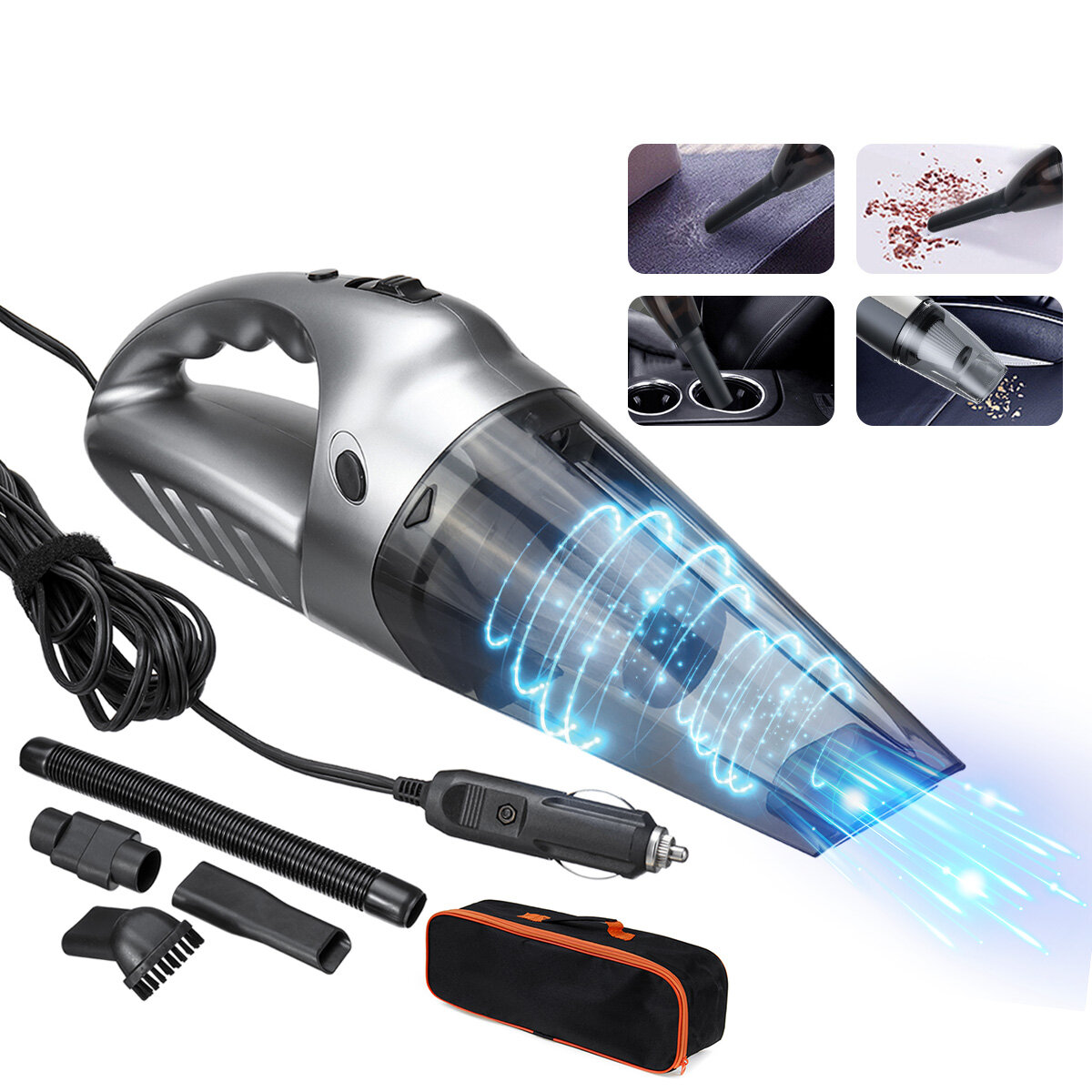 

120W Portable Auto Car Handheld Vacuum Cleaner Duster Wet & Dry Dirt Suction with LED Light