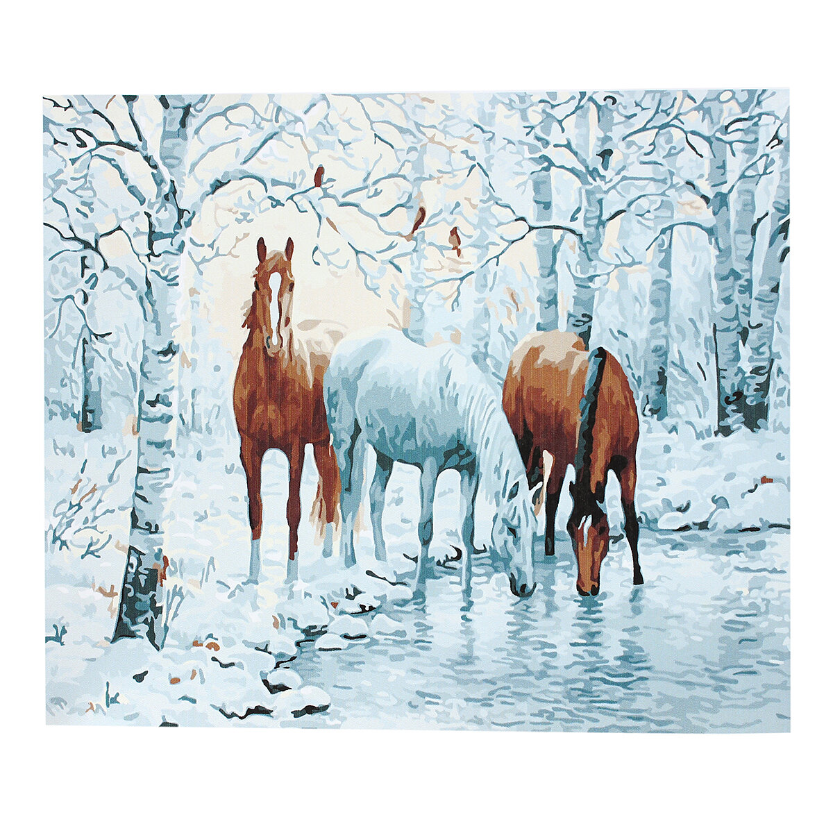 

DIY Painting by Numbers Canvas Oil Painting Kit Three Horses In Ice Forest Home Wall Decoration for Kids Adults Beginner