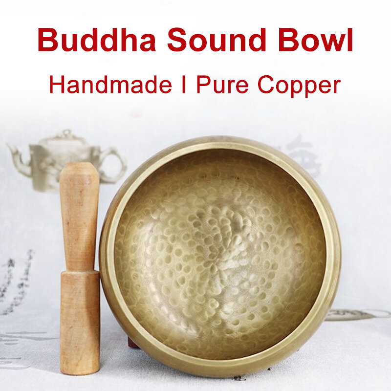 

Handmade Copper Buddhas Sound Bowl Yoga Meditation Bowl+Wooden Stick+Circle Pad