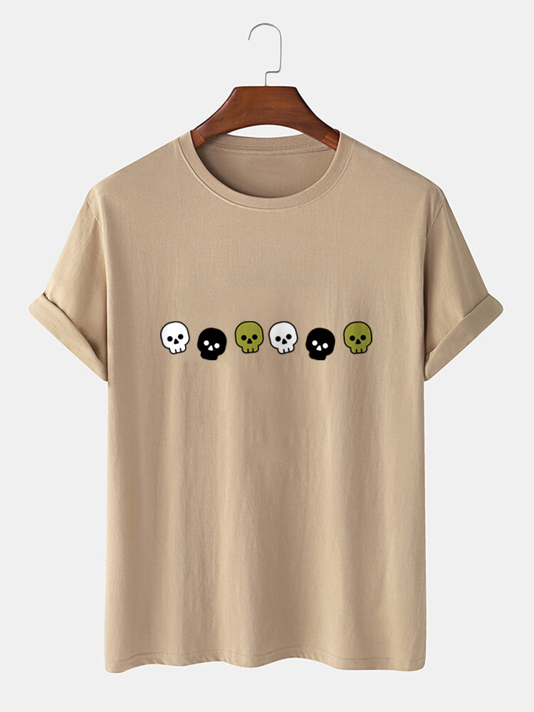 Heren katoenen skelet cartoon casual T-shirts met korte mouwen