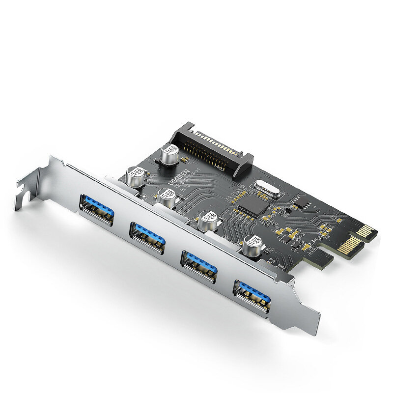 UGREEN PCIE naar USB3.0-kaart met 4-poorts 5Gbps USB3.0-uitbreidingskaart PCIE naar USB-converterada