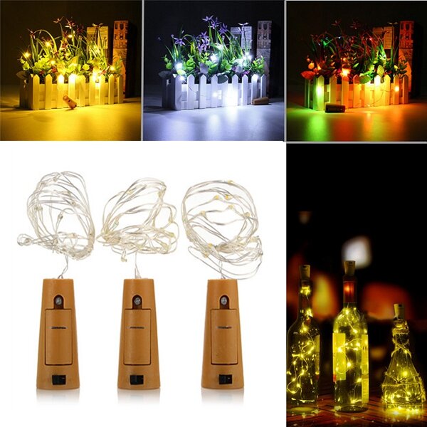 

Battery Powered 1M 20LEDs Cork Shaped Silver LED Starry Light Bottle Lamp For Party Christmas Decorations Clearance Chri